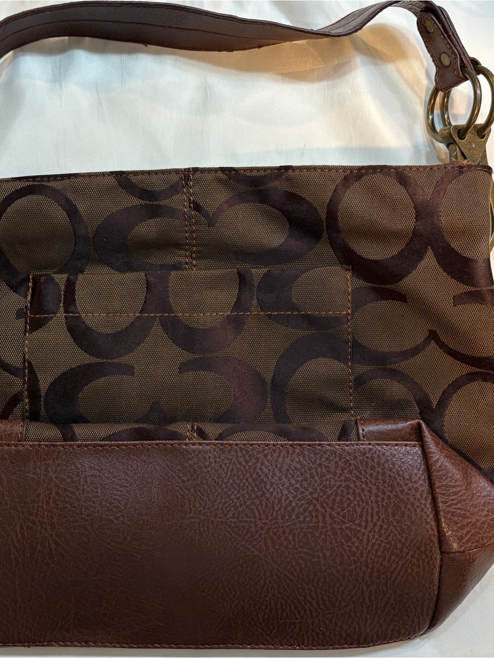 Brown Signature Canvas Shoulder Bag